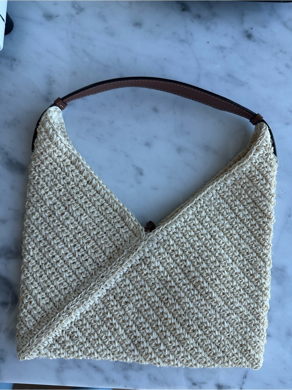 Hunting Season Small Origami Raffia Bag Natural Cognac - Picture 3 of 8